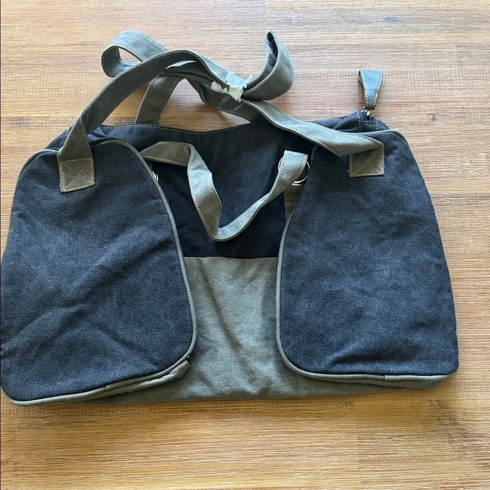 True Religion Canvas Duffle Bag Y2K Streetwear Faded Black Travel Gym Bag